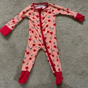 Little Sleepies zipper pajamas in cherry design. 0-3 size.